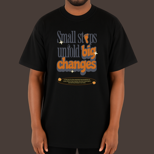Small steps big Changes  - kittl Heavy Weight Unisex Cotton Tee